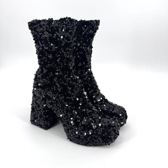 Abound Steffie Womens Platform Glitter Shimmer Chunky Heeled Boots Black Size 7M - Picture 1 of 10